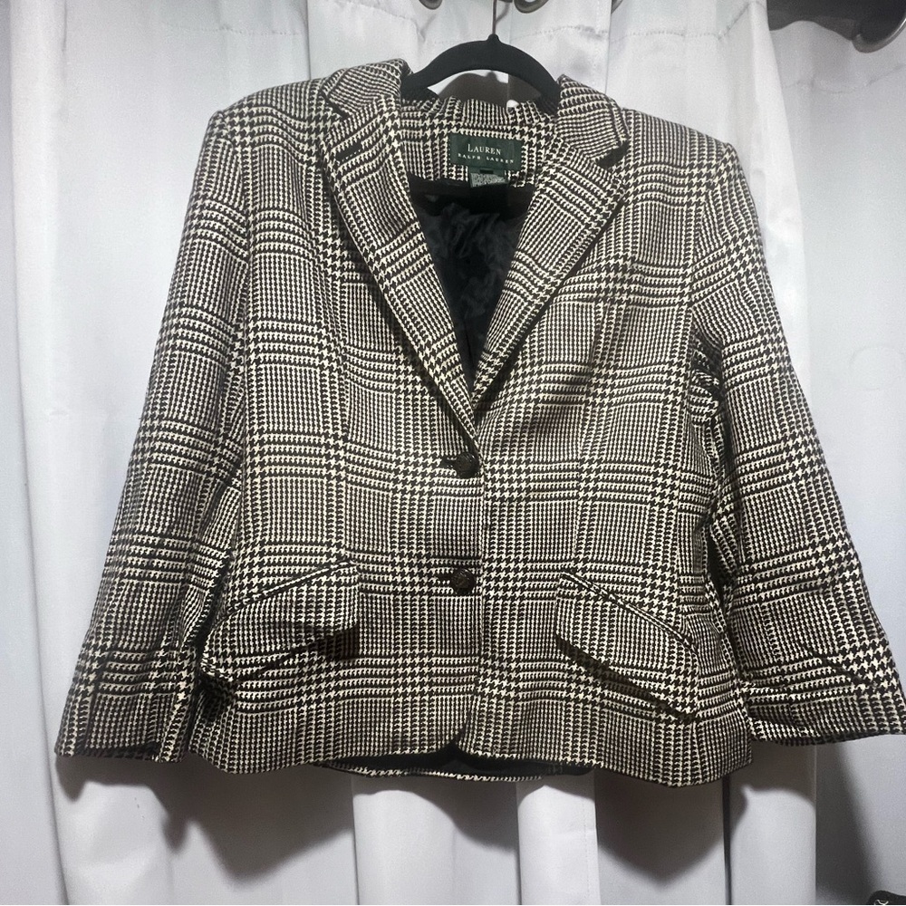 Ralph Lauren Black and White Blazer Tailored Suit Jacket - Picture 2 of 7